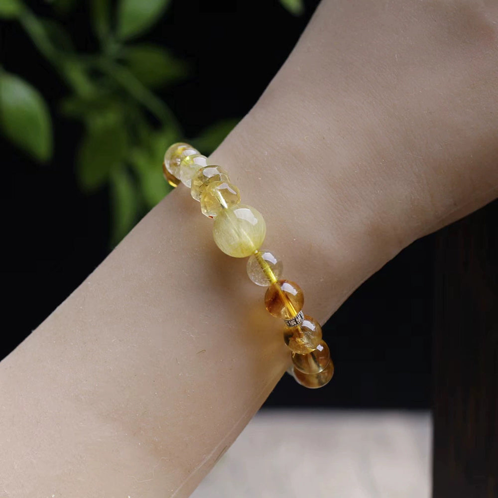 財大氣粗「來財系列」金髮晶手鏈搭配黃塔晶配珠 【鹿耳門天后宮祈福加持】