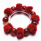 天然水晶「馬上有福」紅瑪瑙毛絨手鍊 【招財寓意】