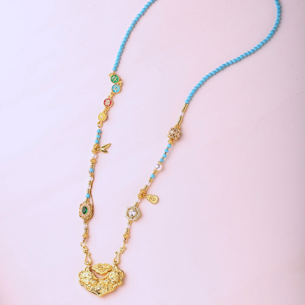 新中式多寶項鍊多寶珐琅配件錦鯉如意鎖項鍊「圓滿開運」【首廟天壇天公廟祈福加持】