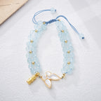 天然海藍寶編織手鏈女破茧成蝶蝴蝶竹節手串「圓滿開運」【台南首廟天壇天公廟祈福加持】