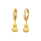 s925純銀金色葫蘆耳環耳坠「好運顺」【祈福加持】