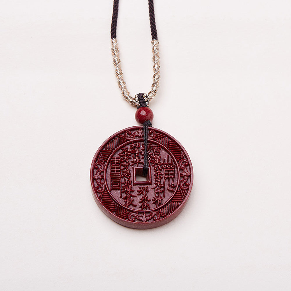 山鬼花錢「好運顺」原礦高含量紫金砂帝王砂項鍊【祈福加持】