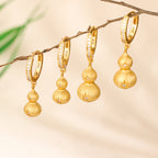 s925純銀金色葫蘆耳環耳坠「好運顺」【祈福加持】