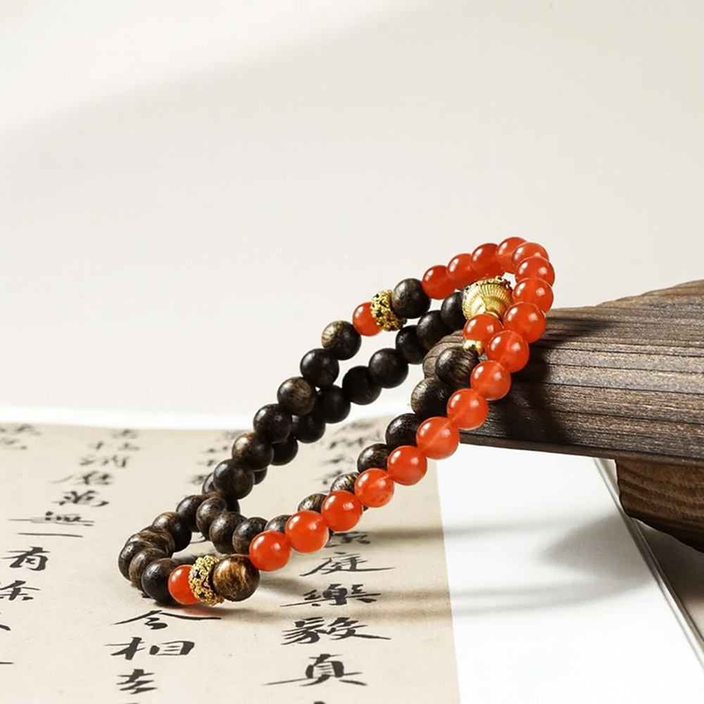 向陽生南紅瑪瑙手串冰飄南紅沉香木 · 平安護佑系列【首廟天壇天公廟祈福加持】