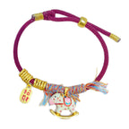 古法沙金紅繩招財納福「馬上有福」盤缠編織手鏈【祈福加持】