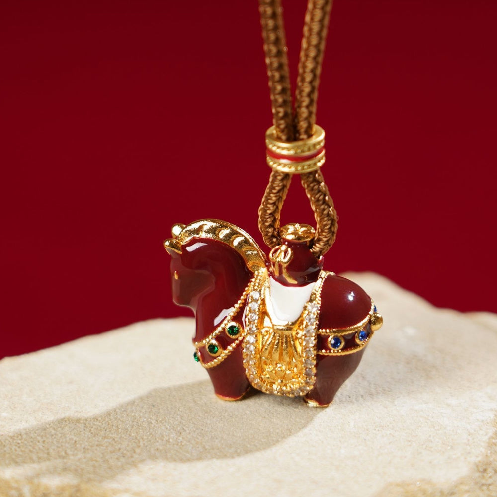 紅色小馬「馬上有錢」項鍊吊墜 【祈福加持】