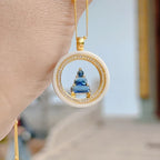 白色陶瓷藍水水 安安吊墜花開項鍊嘎烏盒 「圓滿開運」【首廟天壇天公廟祈福加持】