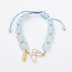 天然海藍寶編織手鏈女破茧成蝶蝴蝶竹節手串「圓滿開運」【台南首廟天壇天公廟祈福加持】