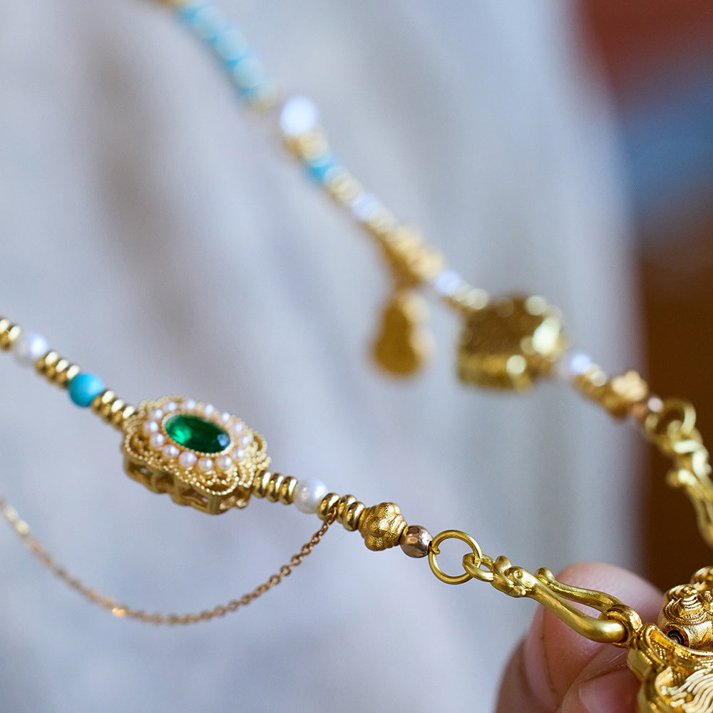 新中式多寶項鍊多寶珐琅配件錦鯉如意鎖項鍊「圓滿開運」【首廟天壇天公廟祈福加持】