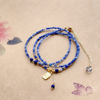 白水晶藍晶石三圈手串「財運來」【首廟天壇天公廟祈福加持】