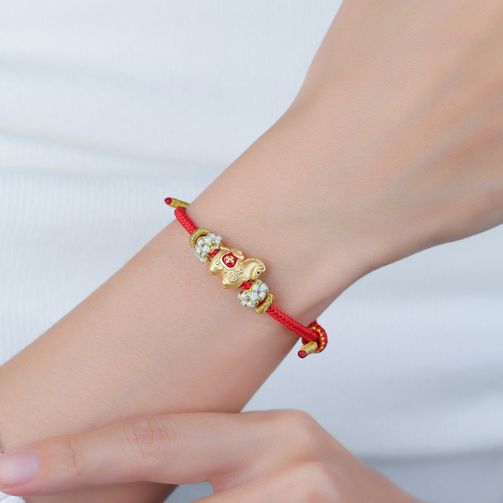 S999「馬上有福」唐駿載寶足銀手繩【招財祈福】