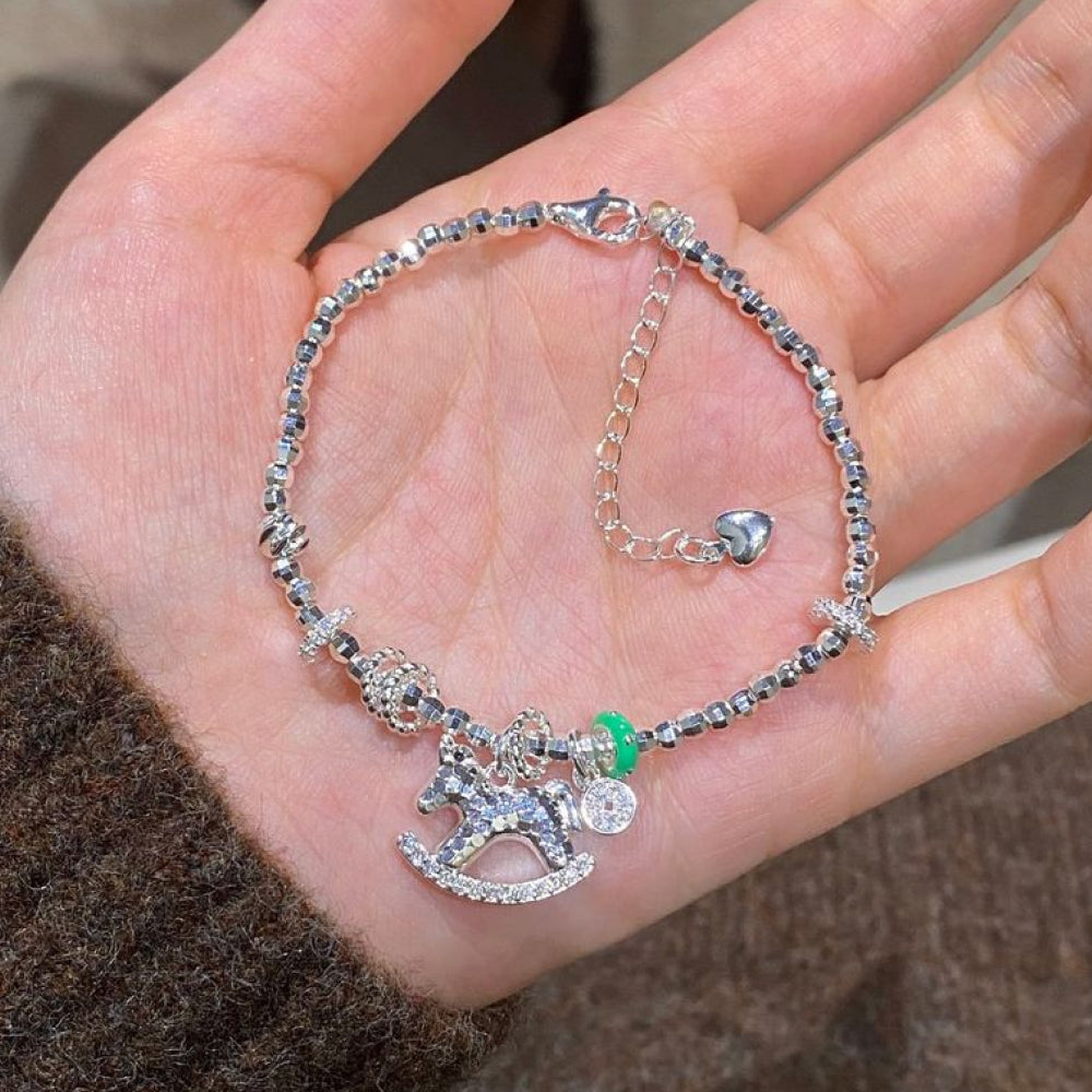 碎冰冰「馬上有福」盤缠銀色木馬串珠 【財富加持】