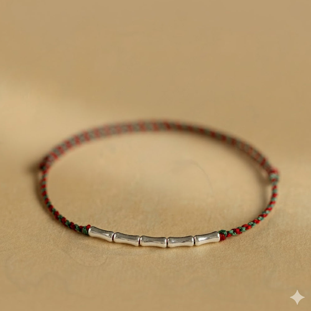 節節高升「開智系列」銀竹節紅繩手鍊【台南孔廟祈福加持】