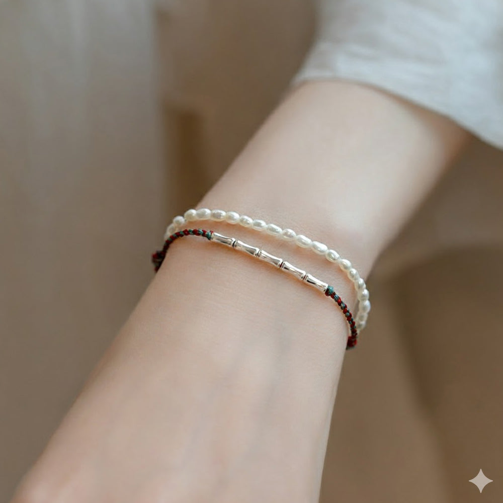 節節高升「開智系列」銀竹節紅繩手鍊【台南孔廟祈福加持】