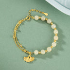 三生有幸「好姻緣系列」純銀925和田玉手鏈花朵手環銀杏葉手飾【首廟天壇天公廟祈福加持】