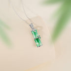 純銀925項鍊天然翡翠竹子鎖骨鏈風竹節吊墜「開智系列」【孔廟祈福加持】