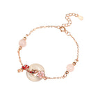 平安扣錦鯉「好姻緣系列」白玉髓手鍊女 925純銀水晶手環 【首廟天壇天公廟祈福加持】