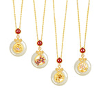 四季花神純銀925和田玉項鏈紅瑪瑙梅花吊墜「圓滿開運」【首廟天壇天公廟祈福加持】