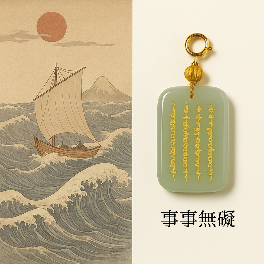 和田玉五條經文扣無事牌· 平安好運系列【佛光山高雄祈福加持】