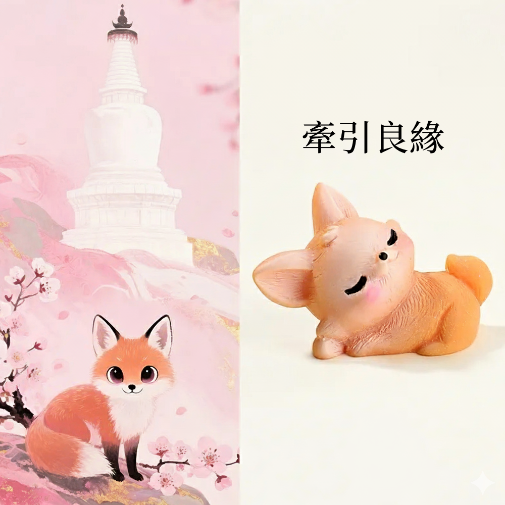 牽線狐「好姻緣系列小狐狸擺件4件【鹿耳門天后宮祈福加持】