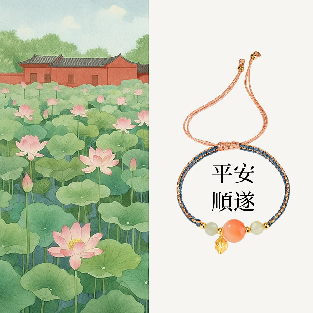 南紅瑪瑙S925純銀蓮花編織手繩「圓滿開運」【首廟天壇天公廟祈福加持】