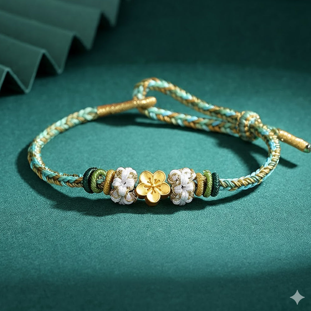 純銀桃花手鍊女手工編織手繩「圓滿開運」【首廟天壇天公廟祈福加持】