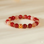 紅瑪瑙太陽石轉運珠手串S925純銀祥云牌手鏈「圓滿開運」【首廟天壇天公廟祈福加持】