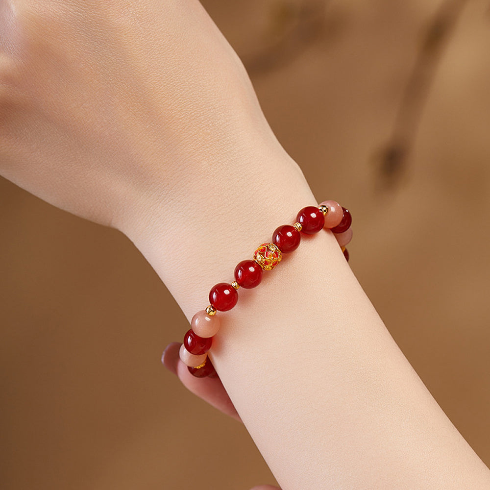 紅瑪瑙太陽石轉運珠手串S925純銀祥云牌手鏈「圓滿開運」【首廟天壇天公廟祈福加持】