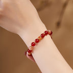 紅瑪瑙太陽石轉運珠手串S925純銀祥云牌手鏈「圓滿開運」【首廟天壇天公廟祈福加持】