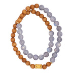 純銀芭比檀木灰月光石串珠雙圈「圓滿開運」【首廟天壇天公廟祈福加持】