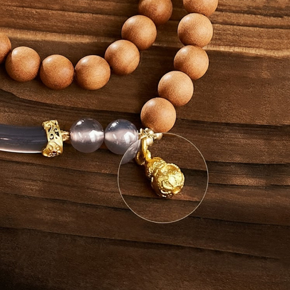 奶香芭比檀木手串半生煙紫 S925銀玉髓瑪瑙雙拼手鏈「圓滿開運」【首廟天壇天公廟祈福加持】