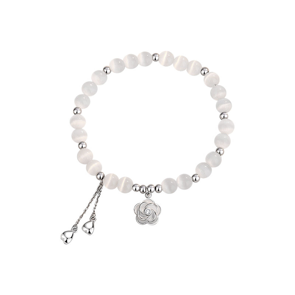 仿貓眼石S925純銀山茶花流蘇手串「圓滿開運」【首廟天壇天公廟祈福加持】