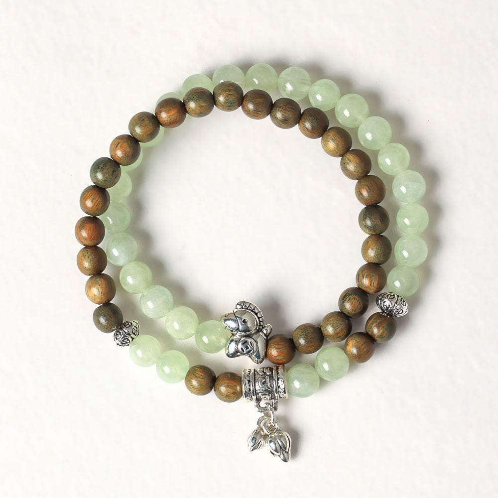 馬年本命年天然檀木紫水晶串珠雙圈「馬上有錢」 【祈福加持】