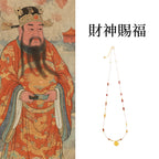 S925純銀黃財神「來財系列」天然紅石編繩項鍊 【祈福加持】