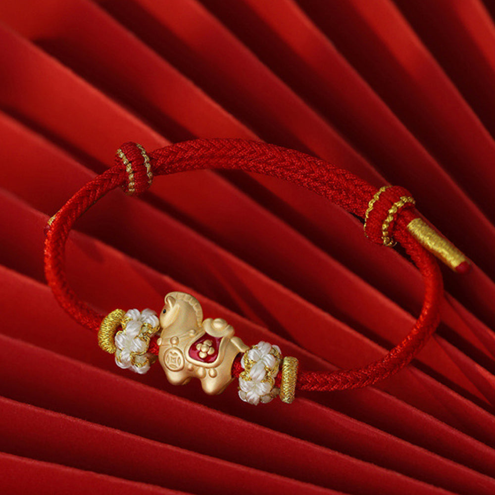 S999「馬上有福」唐駿載寶足銀手繩【招財祈福】