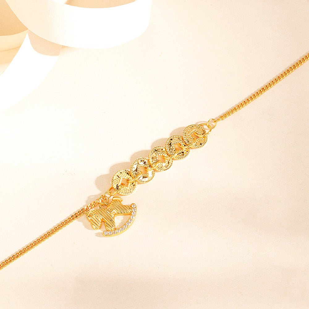 s925純銀「財源廣進」歡樂小木馬碎冰冰五帝錢手鍊 【祈福加持】